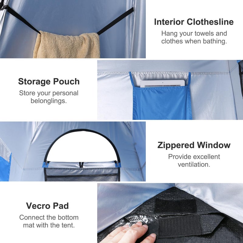 WolfWise 2 Room Pop Up Shower Privacy Tent Dressing Room Sun Shelter for Outdoor Camp Toilet Camping Biking Fishing - Image 3